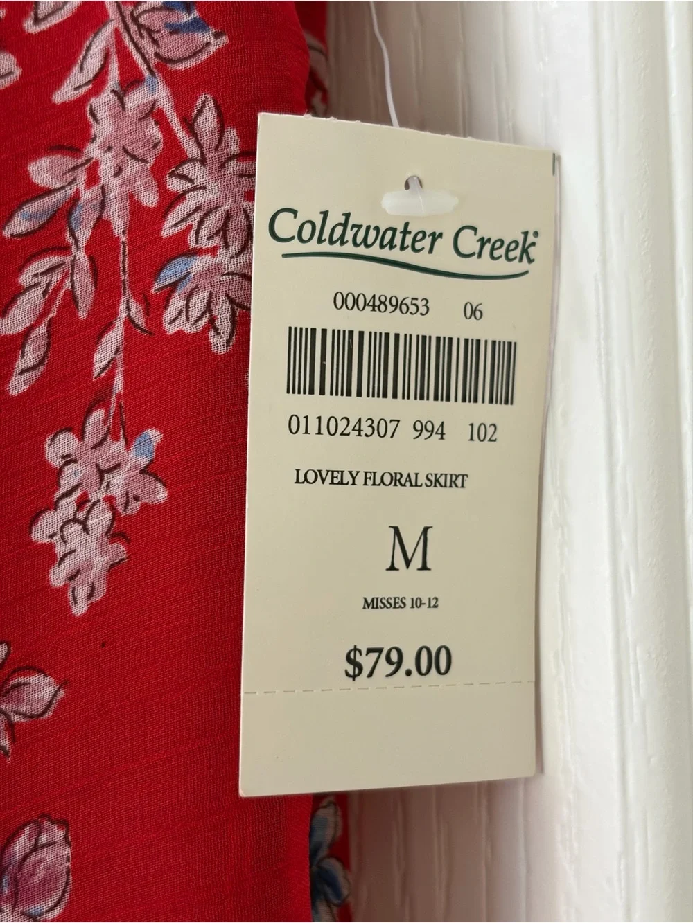NWT Coldwater Creek Red Blue Floral Maxi Skirt Medium